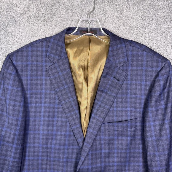 Byron Lars Blue Plaid Blazer with Gold Lining